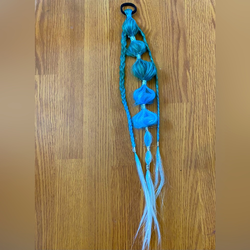 Handmade blue ombré festival hair braid tie